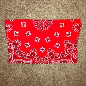 f21 red bandana crop top